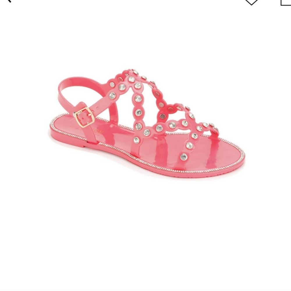 KENNETH COLE DAHLIA  JELLY PINK STUDDED FLAT SANDALS NIB SIZE 7